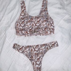 Snakeskin front buckle bikini set